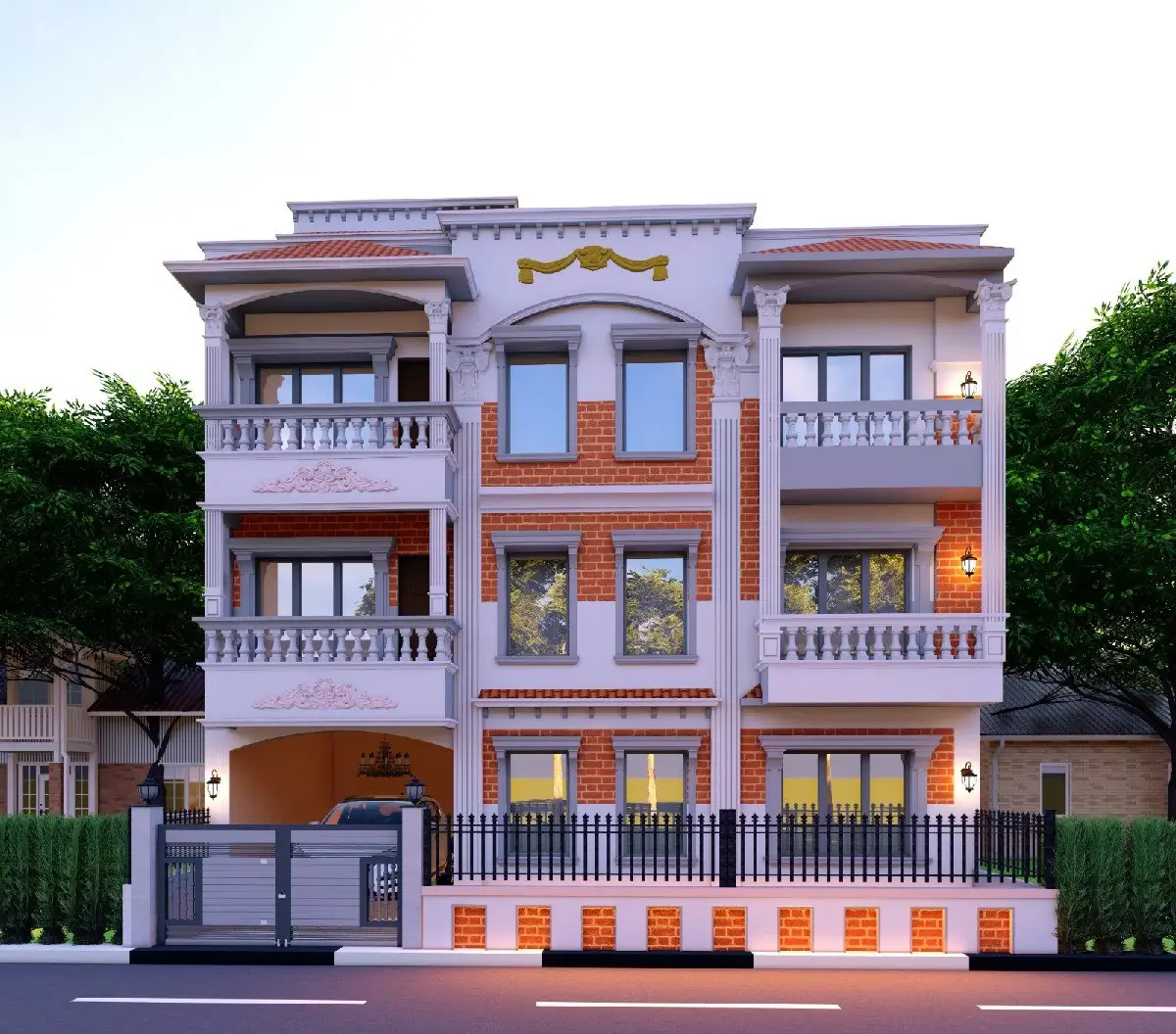Classical Townhouse: Design to Build: Classical townhouse shown as 3D design and on site, by HNG, image 1 of 2