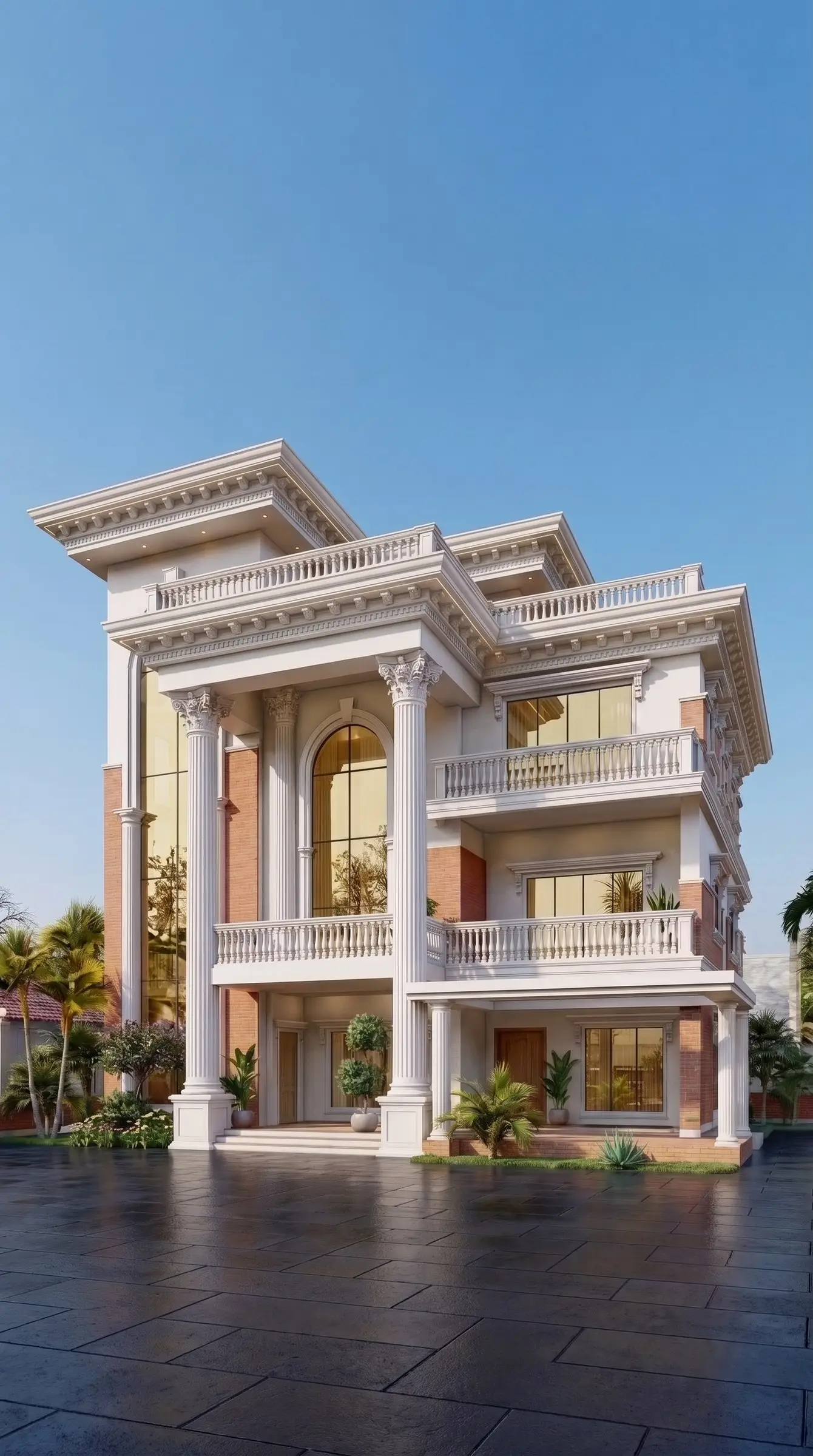 Neoclassical Residence: Concept render of a neoclassical residence design in Nepal