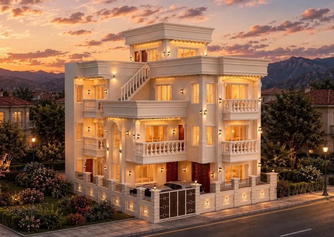 Sunset Residence: Design to Build: Residence shown as 3D render and during construction, by HNG, image 1 of 2