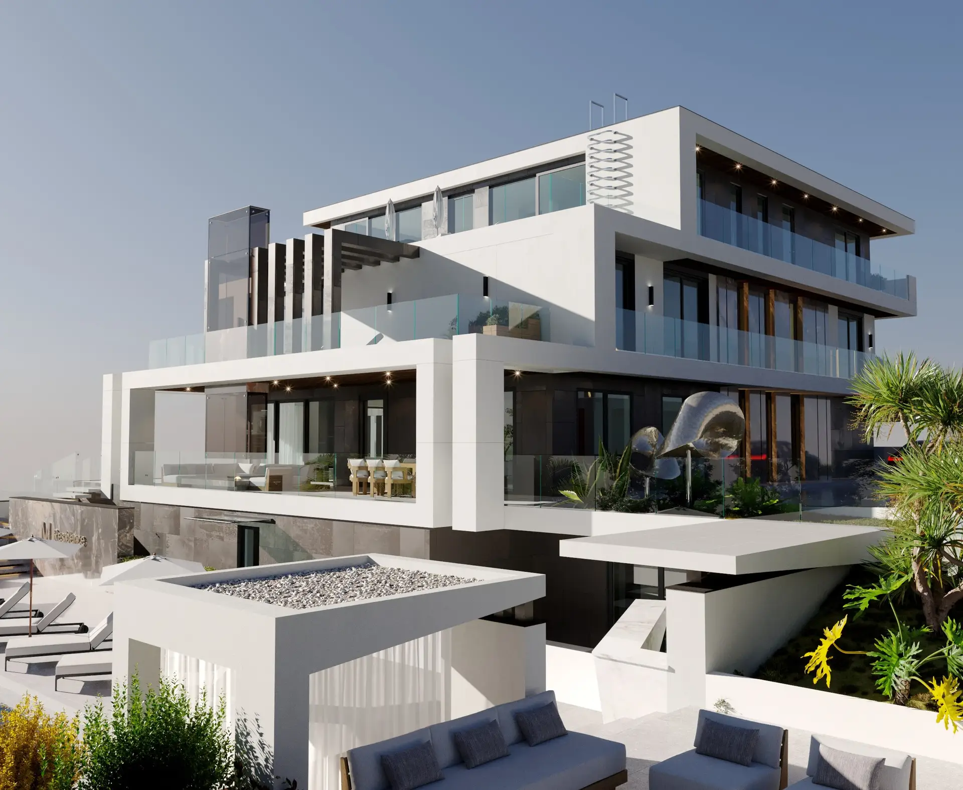 Modern Villa with Pool: Concept design of a modern villa with terraces and a swimming pool in Nepal, image 3 of 6