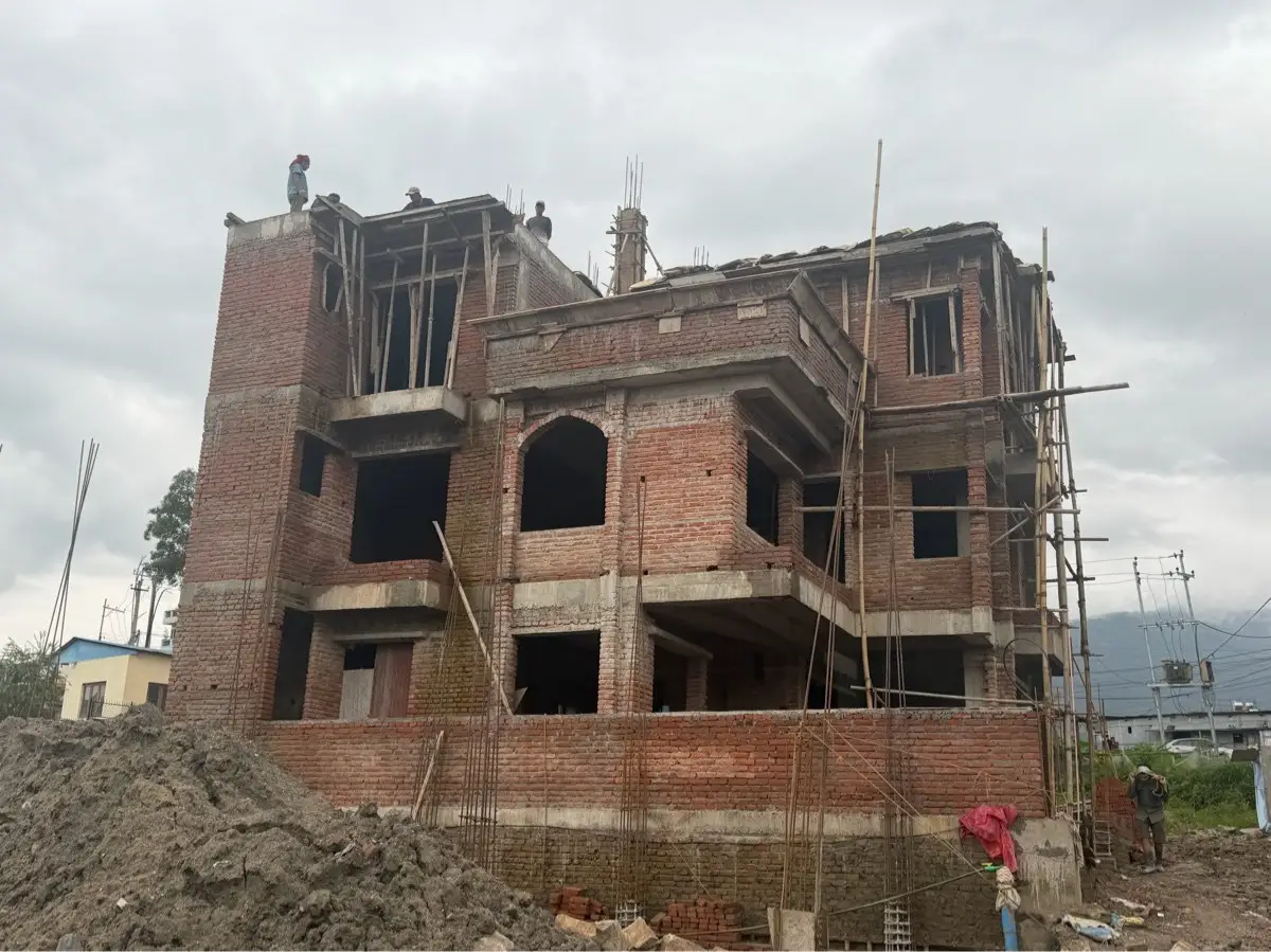 Classical Villa: Completed classical villa with columns and boundary wall, built by HNG in Nepal (घर निर्माण), image 3 of 3