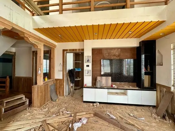 Brick Residence with Timber Interiors: Brick-clad residence with timber stair and interiors, built by HNG, image 3 of 4