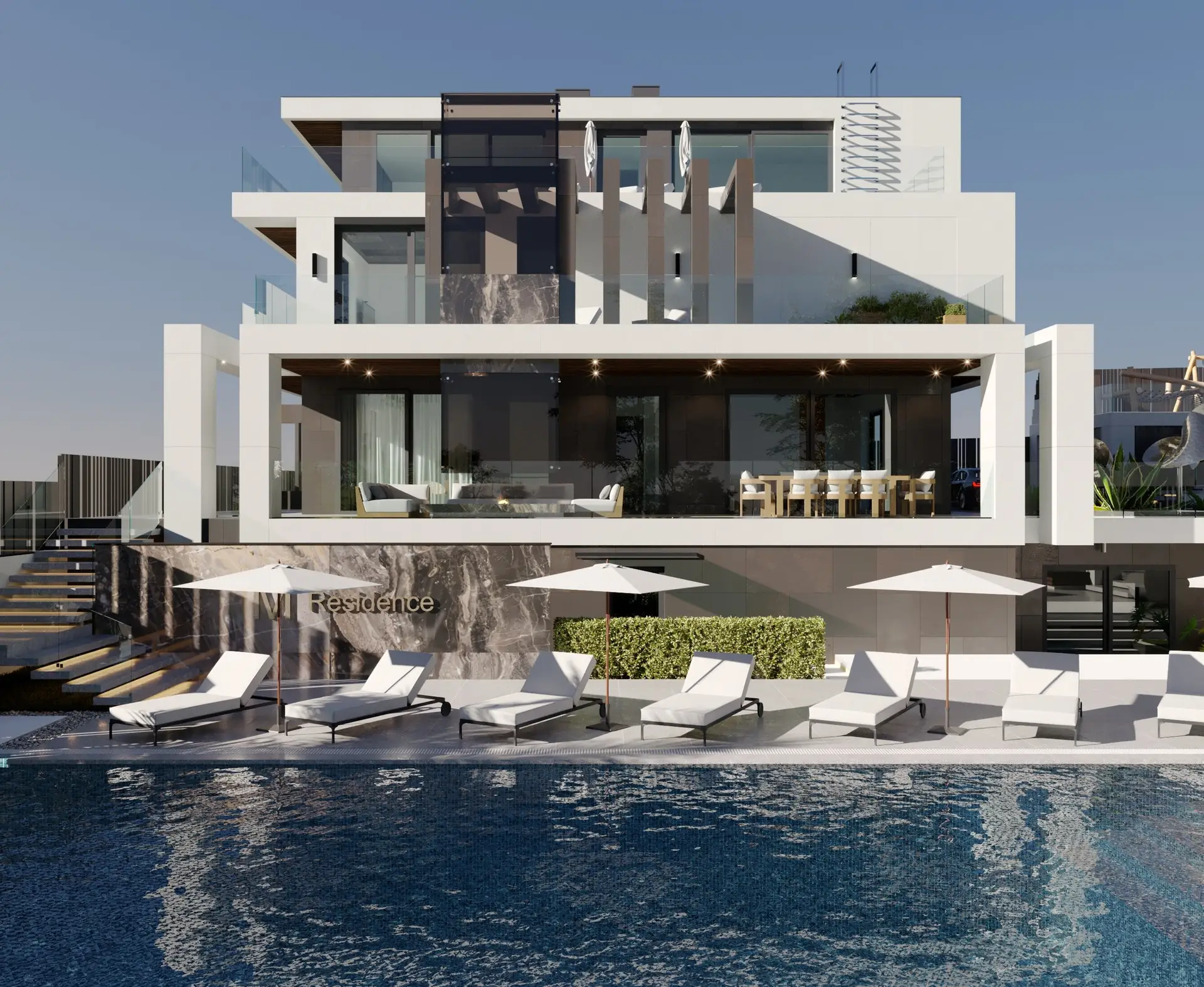 Modern Villa with Pool: Concept design of a modern villa with terraces and a swimming pool in Nepal, image 4 of 6