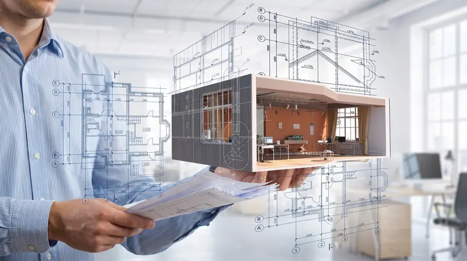 Architect reviewing a modern house design for Nepal (घरको नक्सा)