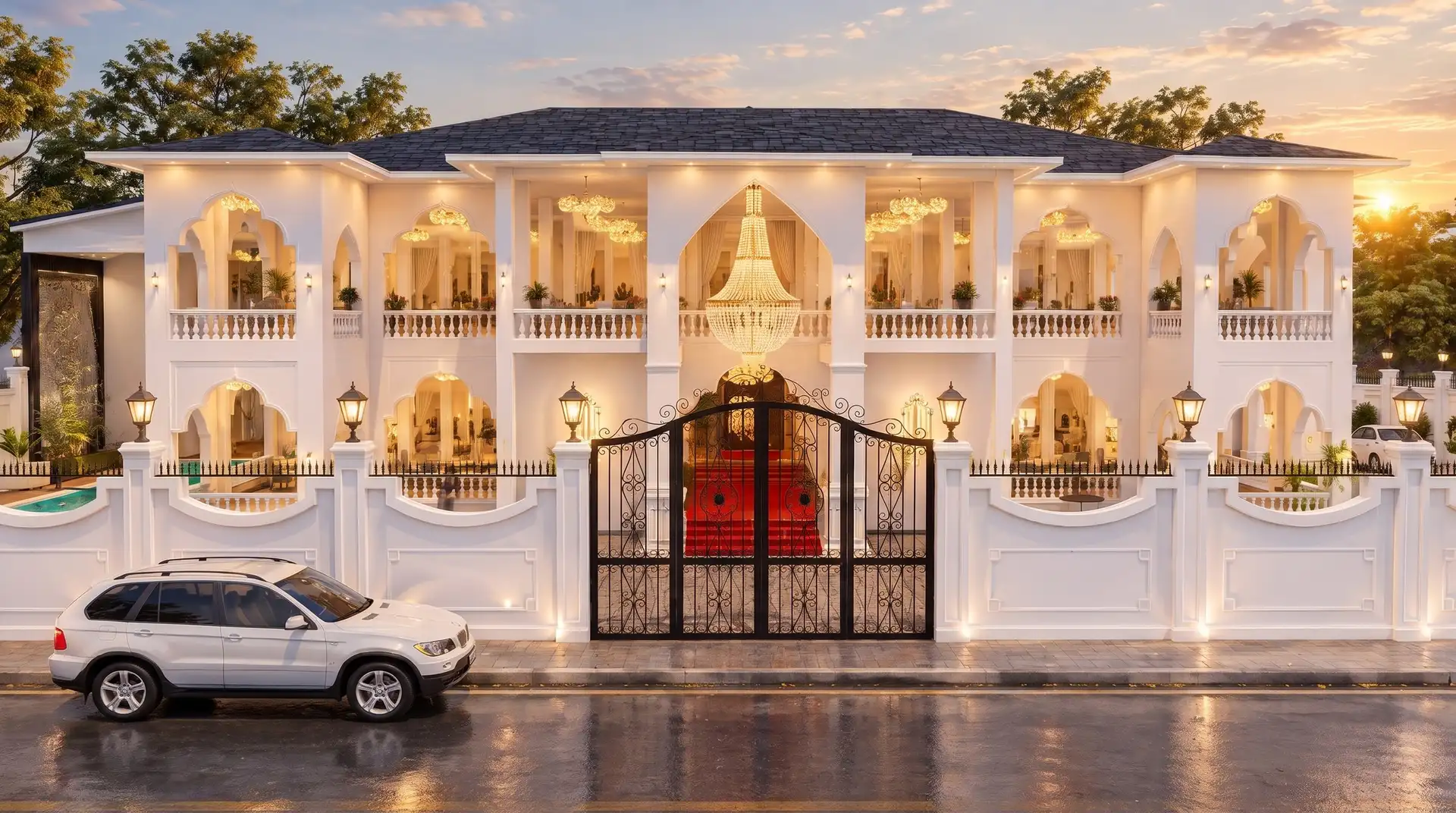 Neoclassical party palace and banquet hall designed by HNG in Nepal (घर निर्माण)