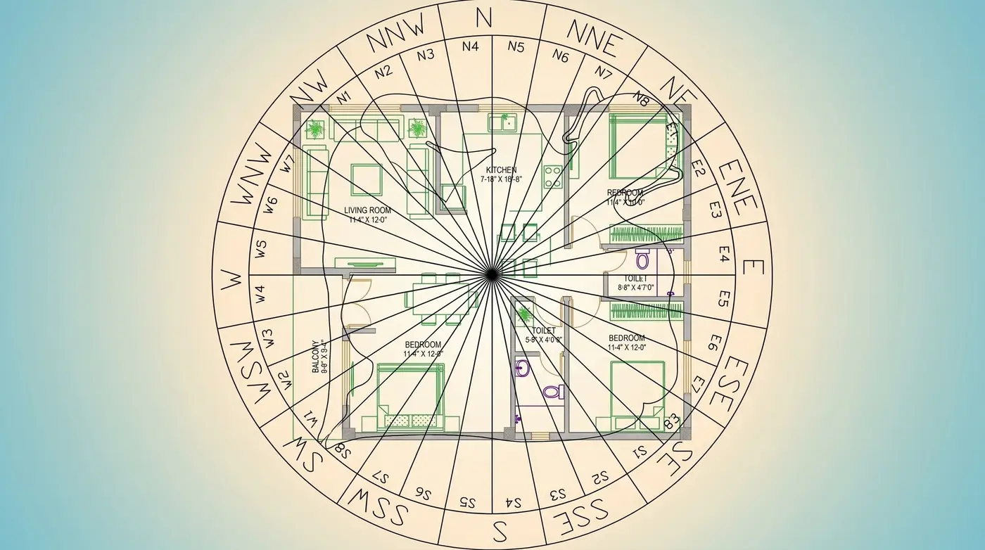 Vastu house plan showing orientation and room placement